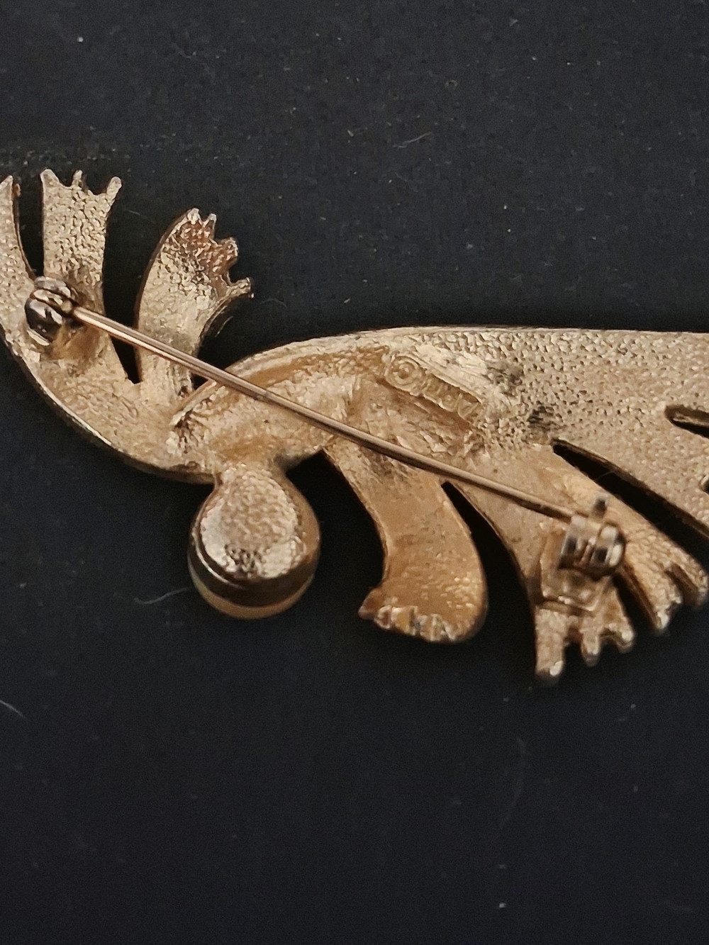 Gold-Tone Swirl Brooch with Pearl Accent - Picture 2 of 2